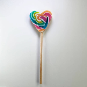 Rainbow swirl love heart lollipop (medium, 7cm diameter)