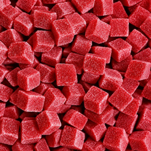 need an alt text, title, image caption, description for the watermelon jelly cubes vegan