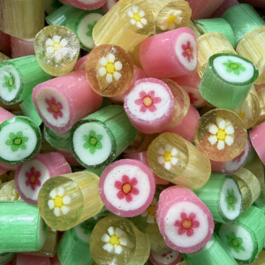 Handmade flower rock candy featuring a detailed floral design, crafted in Melbourne, Australia.