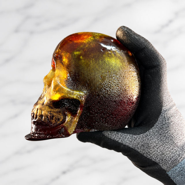 Black and Gold Monster Skull Candy with metallic gold detailing – handmade Halloween candy