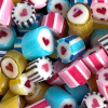 Assorted colour and flavour love heart rock candy