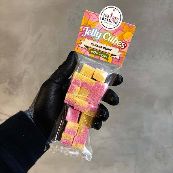 120g bag of banana berry flavoured vegan jellies 120g bag of banana berry flavoured vegan jellies