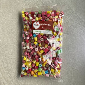 1kg bulk bag of Fruit Salad assorted fruit flavoured rock candy mix.