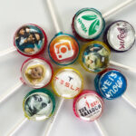 Personalise your very own set of 10 lollipops (min order). Lollipops for parties, weddings, valentines day, corporate branding.