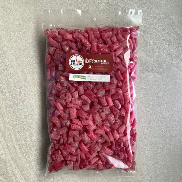 1kg bulk bag of Raspberry flavoured sour drops. 1kg bulk bag of Raspberry flavoured sour drops.