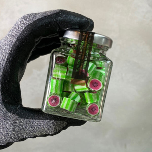 80g bag of Watermelon rock candy (roughly 35 pieces).